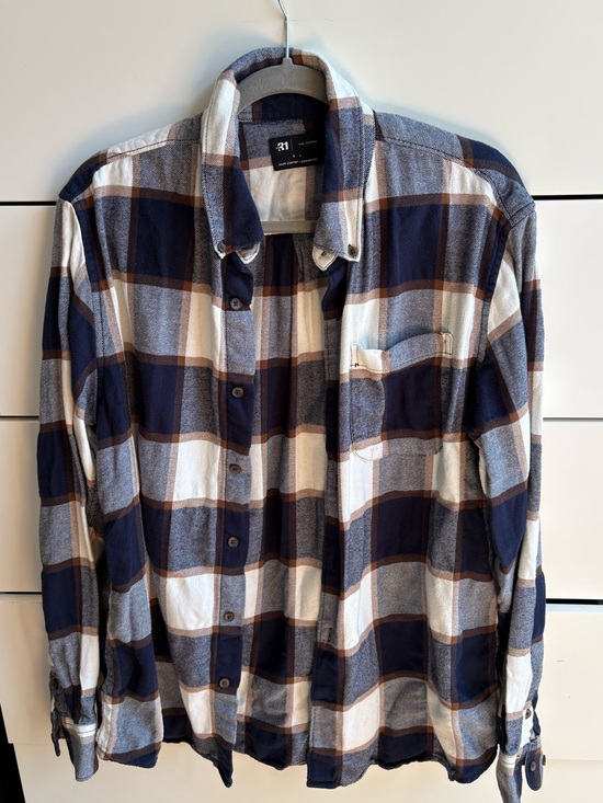 Simons Other - Men's Simons Navy & White Plaid Button-Up Flannel Shirt